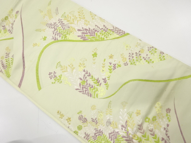 アンティーク　草花模様織り出し袋帯（材料）